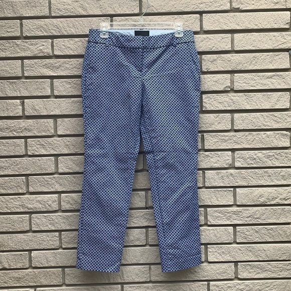 Cynthia Rowley Blue Geometric Print Capri Pants Sz 4 - Picture 1 of 7